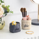 Creative Animal-Themed "Paper Bag" Pen Holder (Bear) — Resin Desktop Organizer | Cute Cartoon Pencil Cup, Planter, & Storage Container | Home & Office Desktop Decor