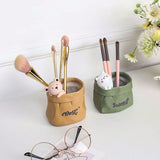 Creative Animal-Themed "Paper Bag" Pen Holder (Bear) — Resin Desktop Organizer | Cute Cartoon Pencil Cup, Planter, & Storage Container | Home & Office Desktop Decor