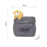 Creative Animal-Themed "Paper Bag" Pen Holder (Dog) — Resin Desktop Organizer | Cute Cartoon Pencil Cup, Planter, & Storage Container | Home & Office Desktop Decor