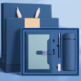 Blue A5 Business Notebook Gift Set with Vacuum Flask Pen and 16GB USB Drive Corporate Gift Box