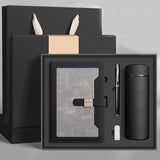Black A5 Business Notebook Gift Set with Vacuum Flask Pen and 16GB USB Drive Corporate Gift Box