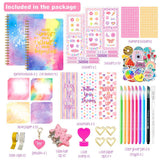 DIY Journal Set for Girls Scrapbook Kit Creative Diary Craft Gift Set with Stickers Pens Washi Tape Birthday Gift - Front View