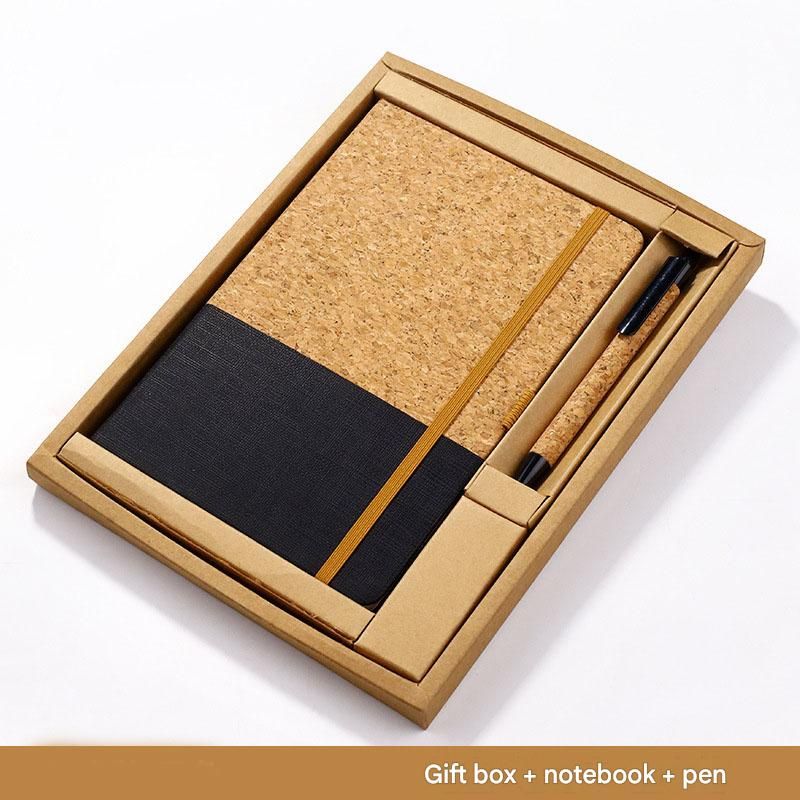 Black Eco-Friendly Cork A5 Notebook Gift Set with Matching Pen Business Journal Office Meeting Writing Gift