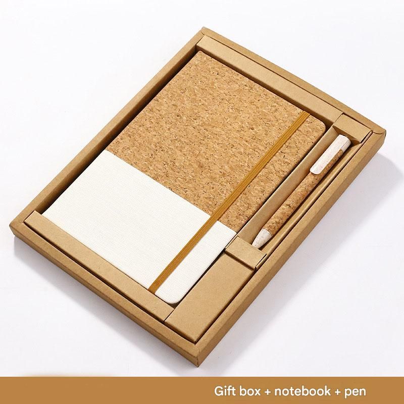 White Eco-Friendly Cork A5 Notebook Gift Set with Matching Pen Business Journal Office Meeting Writing Gift