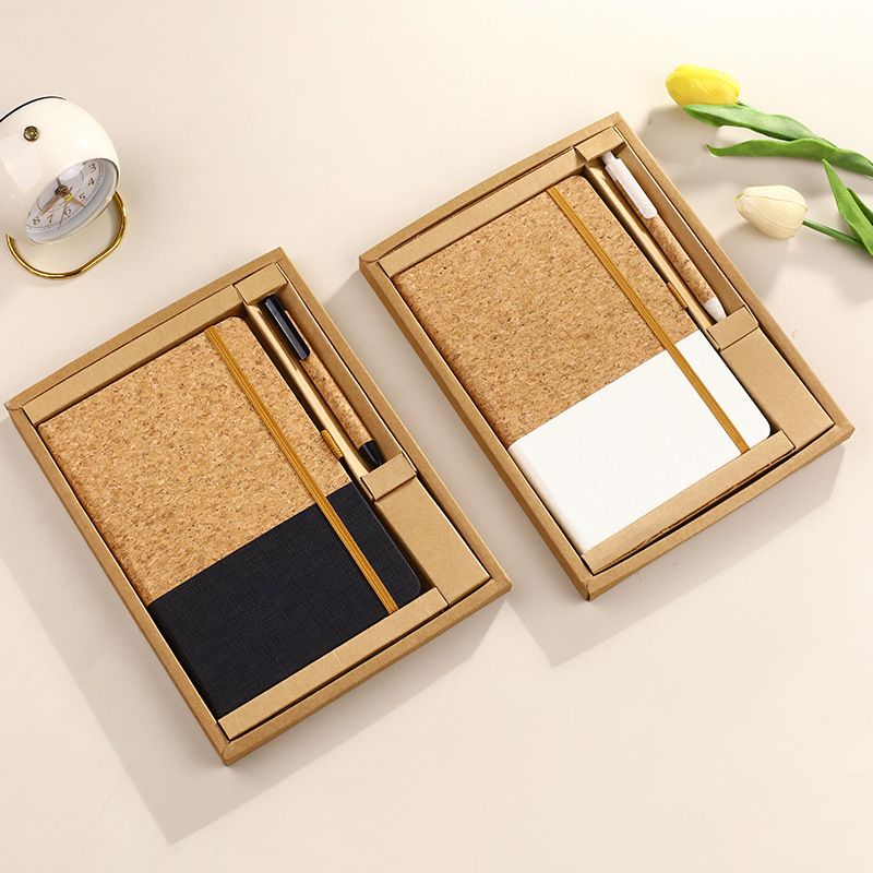 White Eco-Friendly Cork A5 Notebook Gift Set with Matching Pen Business Journal Office Meeting Writing Gift