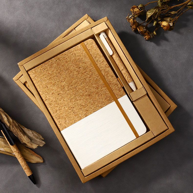 White Eco-Friendly Cork A5 Notebook Gift Set with Matching Pen Business Journal Office Meeting Writing Gift