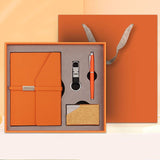 Orange Executive A5 Notebook Gift Set with Metal Pen, Business Card Holder and Keychain for Corporate Gifts, Client Appreciation and Office Professionals