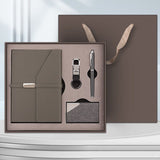 Gray Executive A5 Notebook Gift Set with Metal Pen, Business Card Holder and Keychain for Corporate Gifts, Client Appreciation and Office Professionals