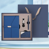 Blue Executive A5 Notebook Gift Set with Metal Pen, Business Card Holder and Keychain for Corporate Gifts, Client Appreciation and Office Professionals
