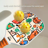 Kids Pickleball Paddle Set with Cooling Towel (Meow Paradise) , Cartoon Junior Paddles, Carry Bag and Indoor/Outdoor Balls for Children