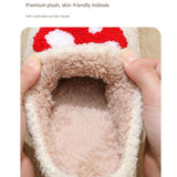 Mushroom-Themed Plush Slippers & Bubble Fleece Throw Blanket Set — A Cozy, Warm Winter Home Gift Bundle, Including Soft & Warm Indoor Slippers (Size AU 4-5) and a 100x150cm Flannel Throw Blanket - Close-Up Angle