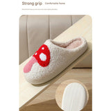 Mushroom-Themed Plush Slippers & Bubble Fleece Throw Blanket Set — A Cozy, Warm Winter Home Gift Bundle, Including Soft & Warm Indoor Slippers (Size AU 4-5) and a 100x150cm Flannel Throw Blanket