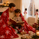 Christmas Flannel Throw Blanket and Snowman Curtain Tieback Set, 150x200cm Thick Fleece Sofa Blanket with 2 Plush Snowman Velcro Curtain Holders for Holiday Home Decor - Front View
