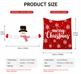 Christmas Flannel Throw Blanket and Snowman Curtain Tieback Set, 150*130cm Thick Fleece Sofa Blanket with 2 Plush Snowman Velcro Curtain Holders for Holiday Home Decor - Rear View
