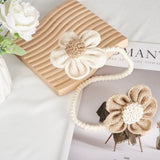 Beige-Brown Rustic Flower Curtain Tiebacks Set of 2, Handcrafted Fabric Daisy Curtain Holdbacks, No Drill Flexible Curtain Rope Buckles, Farmhouse Curtain Accessories for Sheer and Blackout Curtains