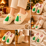 Christmas Home Comfort Set with Flannel Throw Blanket 130x150cm, Plush Indoor Slippers AU 12-13 and Santa Curtain Tiebacks, Cozy Holiday Gift Bundle
