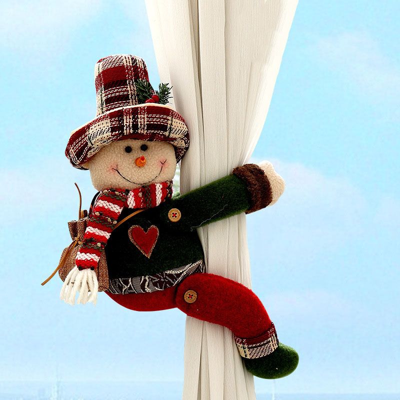Christmas Snowman Curtain Tiebacks Set of 2, Festive Plush Curtain Holders for Window Drapes, Holiday Home Decor