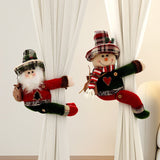 Christmas Snowman Curtain Tiebacks Set of 2, Festive Plush Curtain Holders for Window Drapes, Holiday Home Decor