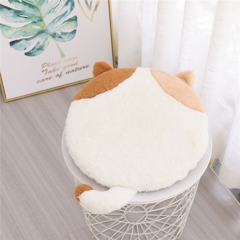 40cm Round Cat-Themed Seat Cushion (Brown Tabby) — Slow-Rebound Memory Foam, Soft Plush, Washable — Ideal for Office Chairs, Bedrooms, Dorms, and Reading Nooks