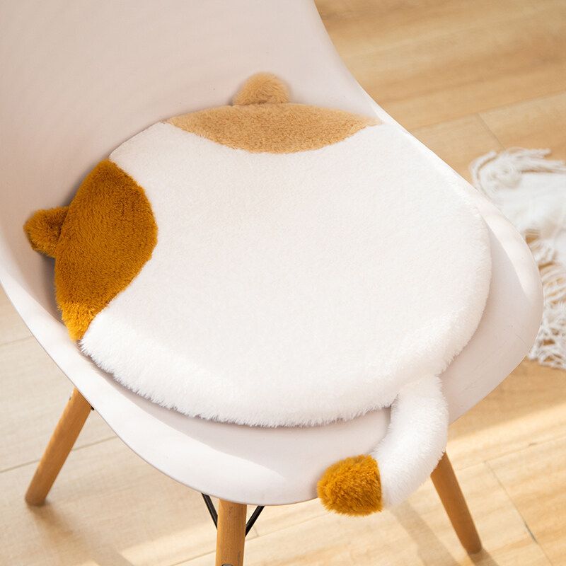 40cm Round Cat-Themed Seat Cushion (Brown Tabby) — Slow-Rebound Memory Foam, Soft Plush, Washable — Ideal for Office Chairs, Bedrooms, Dorms, and Reading Nooks