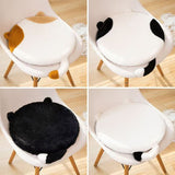 40cm Round Cat-Themed Seat Cushion (Black and White Cat) — Slow-Rebound Memory Foam, Soft Plush, Washable — Ideal for Office Chairs, Bedrooms, Dorms, and Reading Nooks - Close-Up Angle