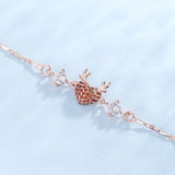 Rose Gold Reindeer Heart Bracelet for Women, Christmas Deer Antler Charm Jewellery, Adjustable Festive Gift Bracelet - Top-Down View