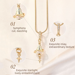 Crystal Star Witch Hat Pendant Necklace for Women, Gold Plated Celestial Charm Choker Jewellery Gift