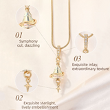Crystal Star Witch Hat Pendant Necklace for Women, Gold Plated Celestial Charm Choker Jewellery Gift - Rear View