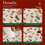 Christmas Waterproof Tablecloth (Reindeer Design) 140 x 180 cm — Red festive dining tablecloth; oil-resistant and reusable; home décor that creates a holiday atmosphere.