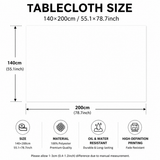 Christmas Waterproof Tablecloth (Reindeer Design) 140 x 200cm — Red festive dining tablecloth; oil-resistant and reusable; home décor that creates a holiday atmosphere. - Top-Down View