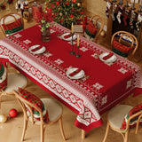 Christmas Waterproof Tablecloth (Snowflake pattern)140 x 140cm Festive Holiday Dining Table Cover Oil-Resistant Wipe Clean Christmas Home Decoration