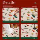 Christmas Waterproof Tablecloth (Snowflake pattern)140 x 140cm Festive Holiday Dining Table Cover Oil-Resistant Wipe Clean Christmas Home Decoration