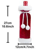 2 Pack Red Christmas Velvet Wine Bottle Covers with Faux Fur Trim Reusable Wine Bottle Gift Bags for Holiday Table Decor and Christmas Party Decorations
