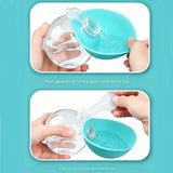 Blue Portable Pet Water Bottle with Foldable Drinking Bowl, 285ml Travel Dog Water Dispenser for Walking Hiking and Outdoor Adventures - Side View