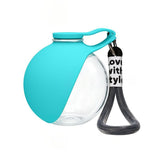 Blue Portable Pet Water Bottle with Foldable Drinking Bowl, 285ml Travel Dog Water Dispenser for Walking Hiking and Outdoor Adventures - 45-Degree Angle