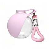 Pink Portable Pet Water Bottle with Foldable Drinking Bowl, 285ml Travel Dog Water Dispenser for Walking Hiking and Outdoor Adventures - Front View