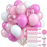 Pink 60PCS Balloon Set 12 Inch Thickened Party Balloons with Confetti Balloons for Birthday Wedding Baby Shower Decorations - Side View