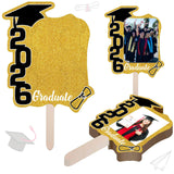 Graduate Photo Frame Fan Prop for Graduation Party (12pcs Green), Personalized 4x6 Inch Photo Holder, Senior Photo Party Decor - Side View