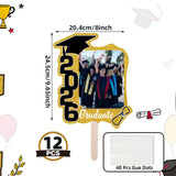 Graduate Photo Frame Fan Prop for Graduation Party (12pcs Green), Personalized 4x6 Inch Photo Holder, Senior Photo Party Decor