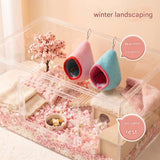 Pink Soft Cozy Hamster Bed Small Pet Sleeping Nest for Winter Guinea Pig, Hamster, Sugar Glider, Safe & Warm Hideaway - 45-Degree Angle