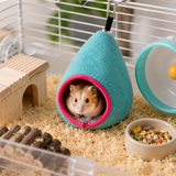 Blue Soft Cozy Hamster Bed Small Pet Sleeping Nest for Winter Guinea Pig, Hamster, Sugar Glider, Safe & Warm Hideaway - Front View