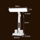 LED Desk Lamp with Digital Clock Temperature Display Pen Holder and Phone Stand Foldable Eye Caring Study Reading Light for Students Home Office - Close-Up Angle