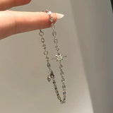 Silver North Star Crystal Charm Bracelet Lucky Star Chain Bracelet for Women Minimalist Celestial Jewellery - Side View