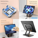 Study Focus Timer (red) and Foldable Metal Tablet Stand (Silver) Set, Mechanical Countdown Timer with Adjustable Aluminium Alloy Device Holder