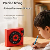 Study Focus Timer (Red) and Foldable Metal Tablet Stand (Black) Set, Mechanical Countdown Timer with Adjustable Aluminium Alloy Device Holder - Top-Down View