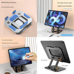 Study Focus Timer (White) and Foldable Metal Tablet Stand (Silver) Set, Mechanical Countdown Timer with Adjustable Aluminium Alloy Device Holder