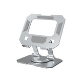 Silver Adjustable Aluminium Alloy Tablet Stand with 360° Rotation, Foldable Metal Desk Holder for iPad, Tablets, E-Readers and Smartphones