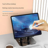 Silver Adjustable Aluminium Alloy Tablet Stand with 360° Rotation, Foldable Metal Desk Holder for iPad, Tablets, E-Readers and Smartphones - Top-Down View