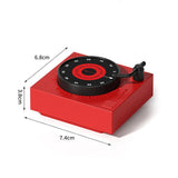 Red Record Player Mechanical Timer Magnet Timer for Study, Productivity and Time Management, Wind-Up Countdown Alarm, No Battery Required, Pomodoro Timer - Close-Up Angle