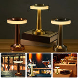Black Rechargeable UFO Table Lamp Touch Control LED Bedside Night Light, Cordless Mushroom Desk Lamp for Bedroom Living Room Restaurant Bar Camping - Front View